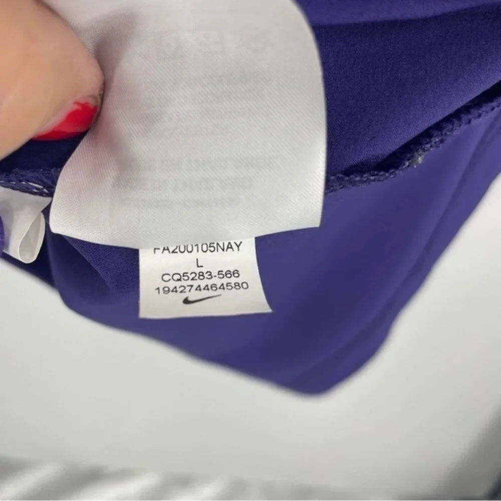 TCU HORNED FROGS NIKE DRY Polo Shirt Sz L Purple Dri-Fit On Field‎ CQ5283